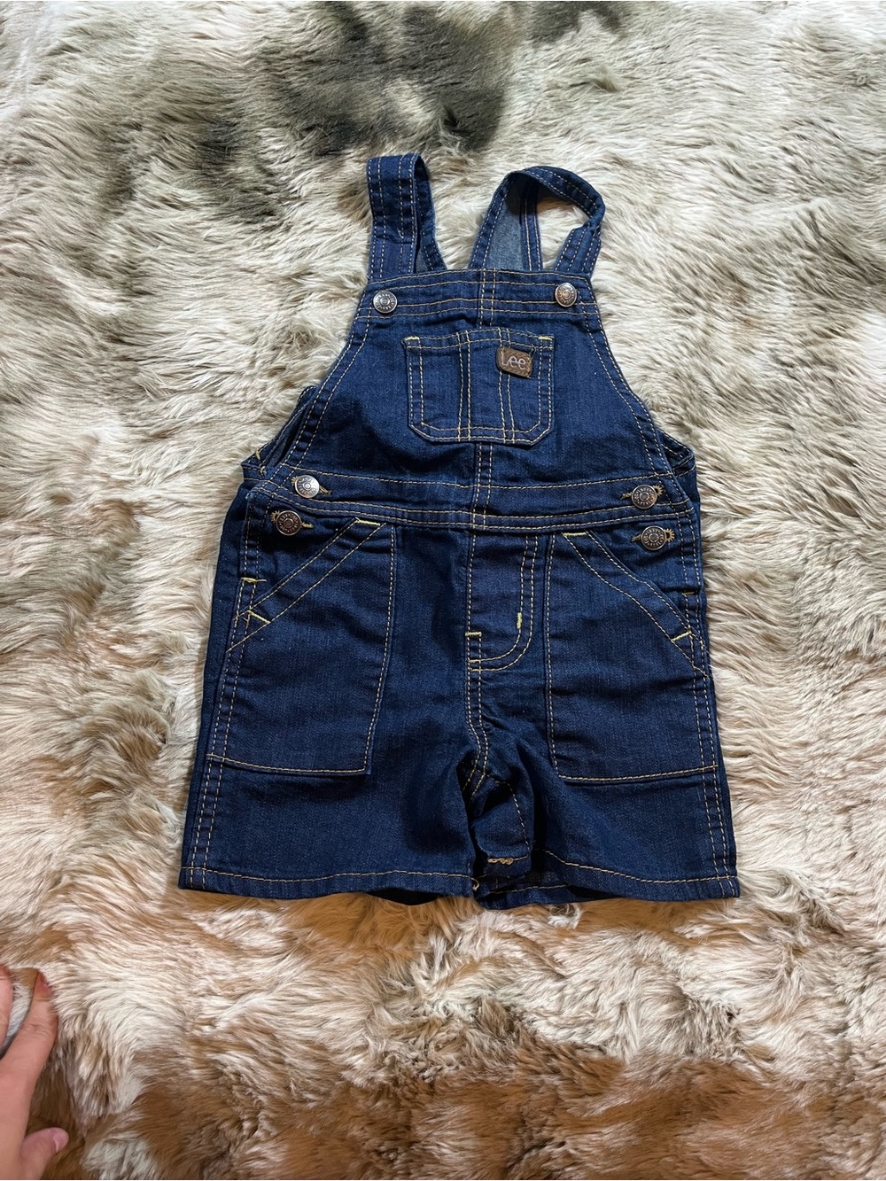 Lee Dark Wash Denim Short Overalls for Kids
